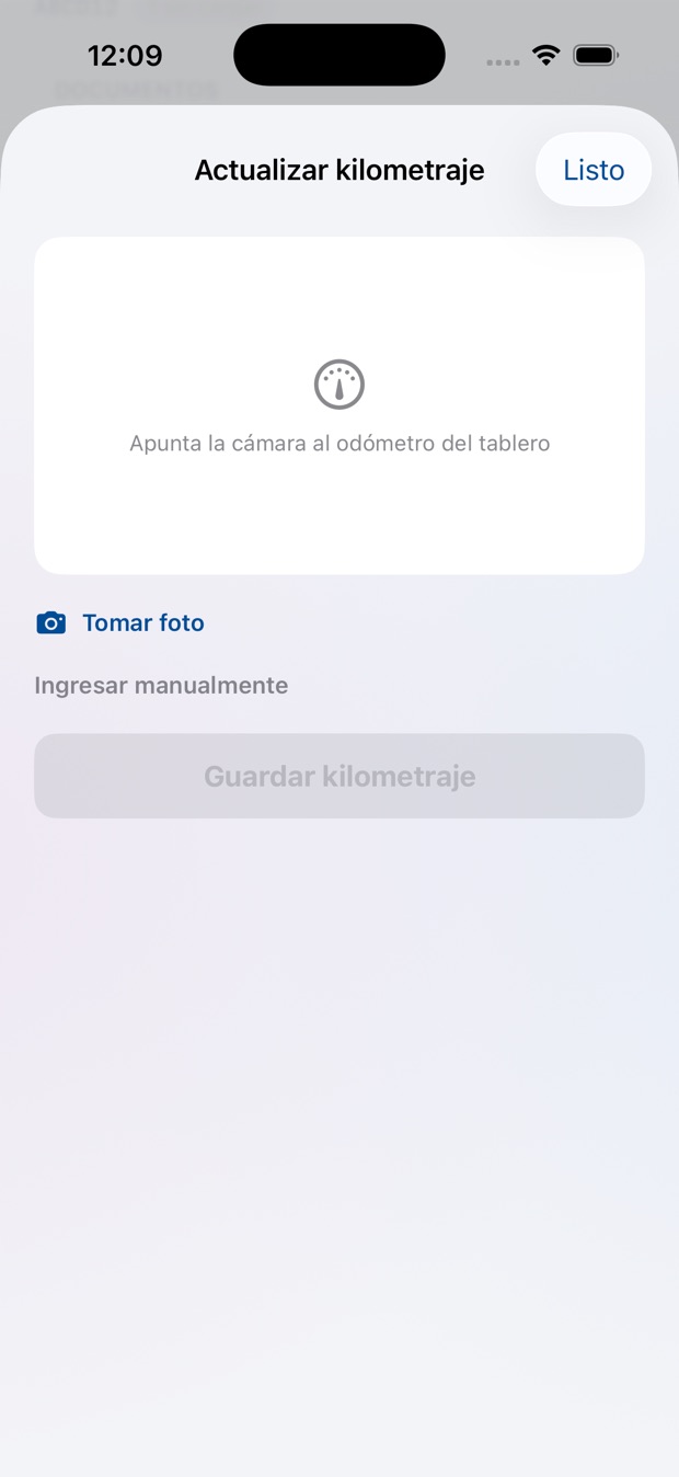 Lector de kilometraje con la cámara